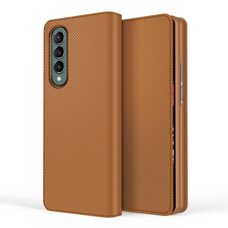 For Samsung Galaxy Z Fold4 5G Foldable Leather Phone Case - Horizontal Flip - Plain Black 10