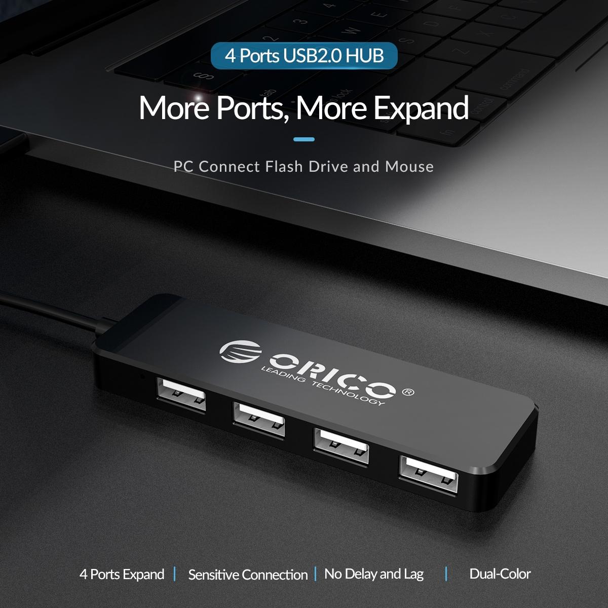 4-Port Usb 2.0 Hub Converter Black 5