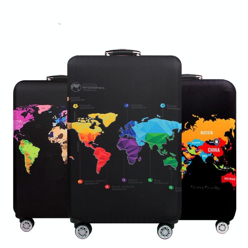 Protective Elastic Suitcase Cover - Fits 19-21 Inch Luggage - Dustproof & Scratch-proof - World Map 12