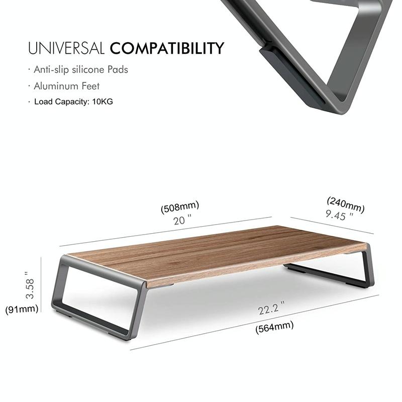 Metal Feet Monitor Stand for Imac Macbook Lcd Printer - Dark Wood Grain 3