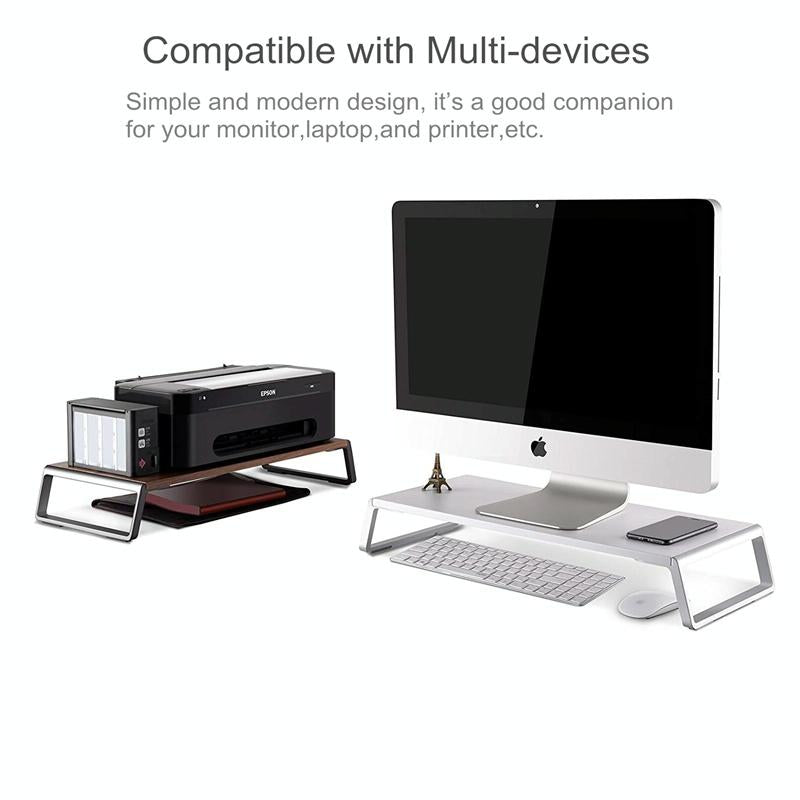 Metal Feet Monitor Stand for Imac Macbook Lcd Printer - Dark Wood Grain 5