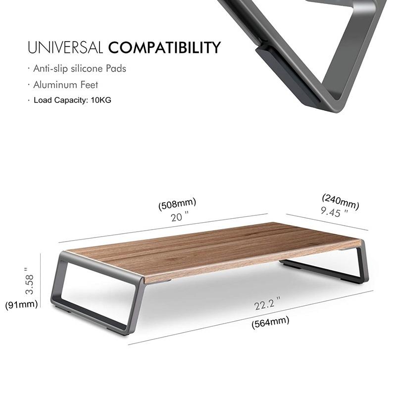 Metal Feet Monitor Stand for Imac Macbook Lcd Printer - Dark Wood Grain 10