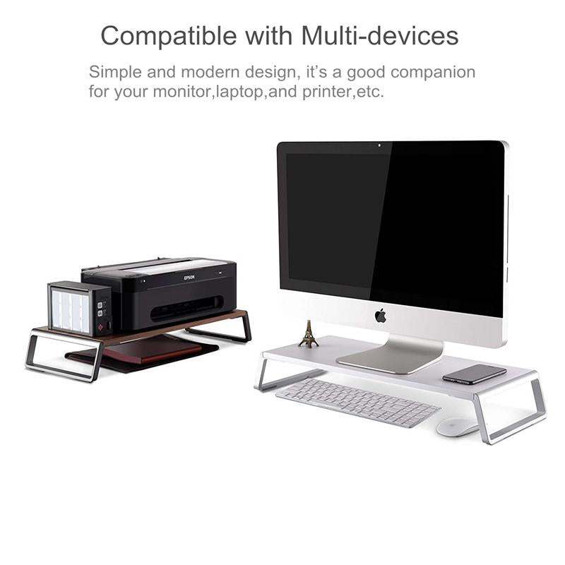 Metal Feet Monitor Stand for Imac Macbook Lcd Printer - Dark Wood Grain 11