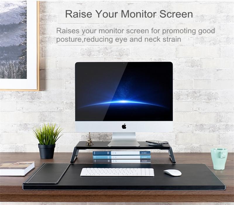 Metal Feet Monitor Stand for Imac Macbook Lcd Printer - Dark Wood Grain 12