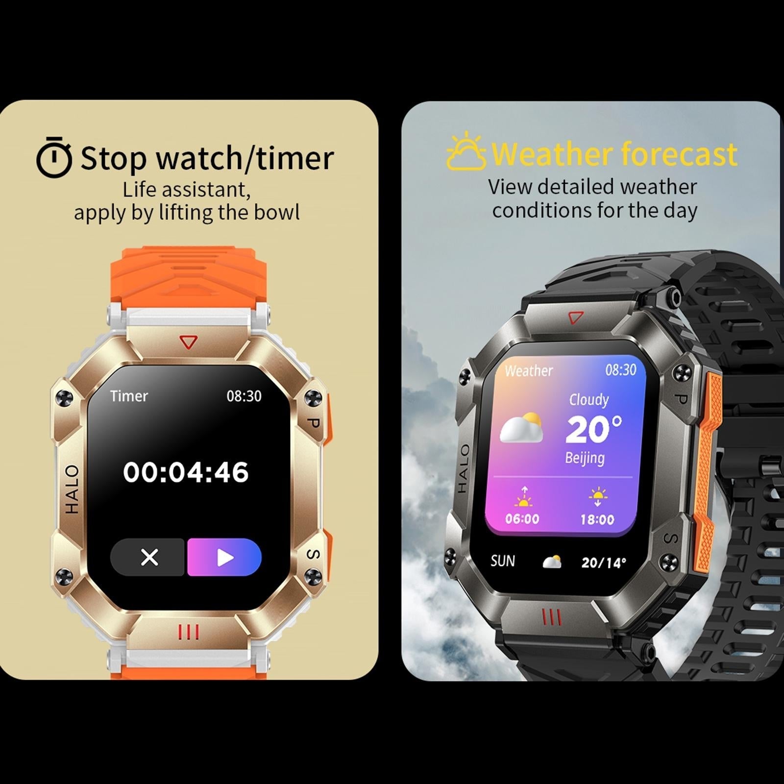 2.0 Inch Bt5.1 Ip67 Sport Smart Watch Support Bluetooth Call / Sleep / Blood Oxygen / Heart Rate / Blood Pressure Health Monitor - White + Orange 7