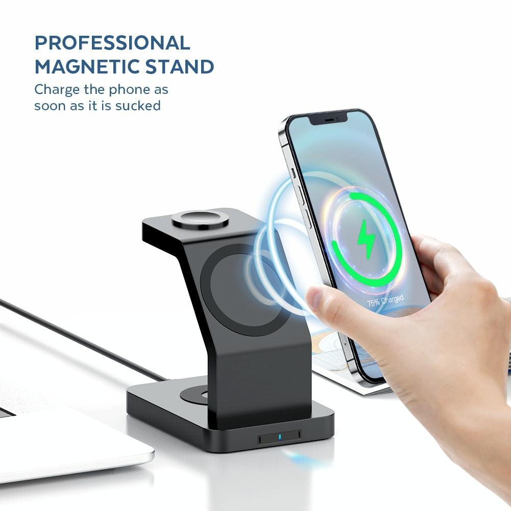 3 In 1 Magnetic Wireless Charger For Iphone Iwatch Airpods - White 5