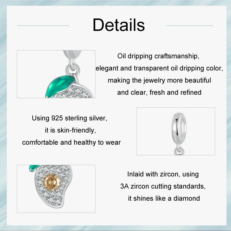 925 Sterling Silver Mango Bracelet Pendant 6