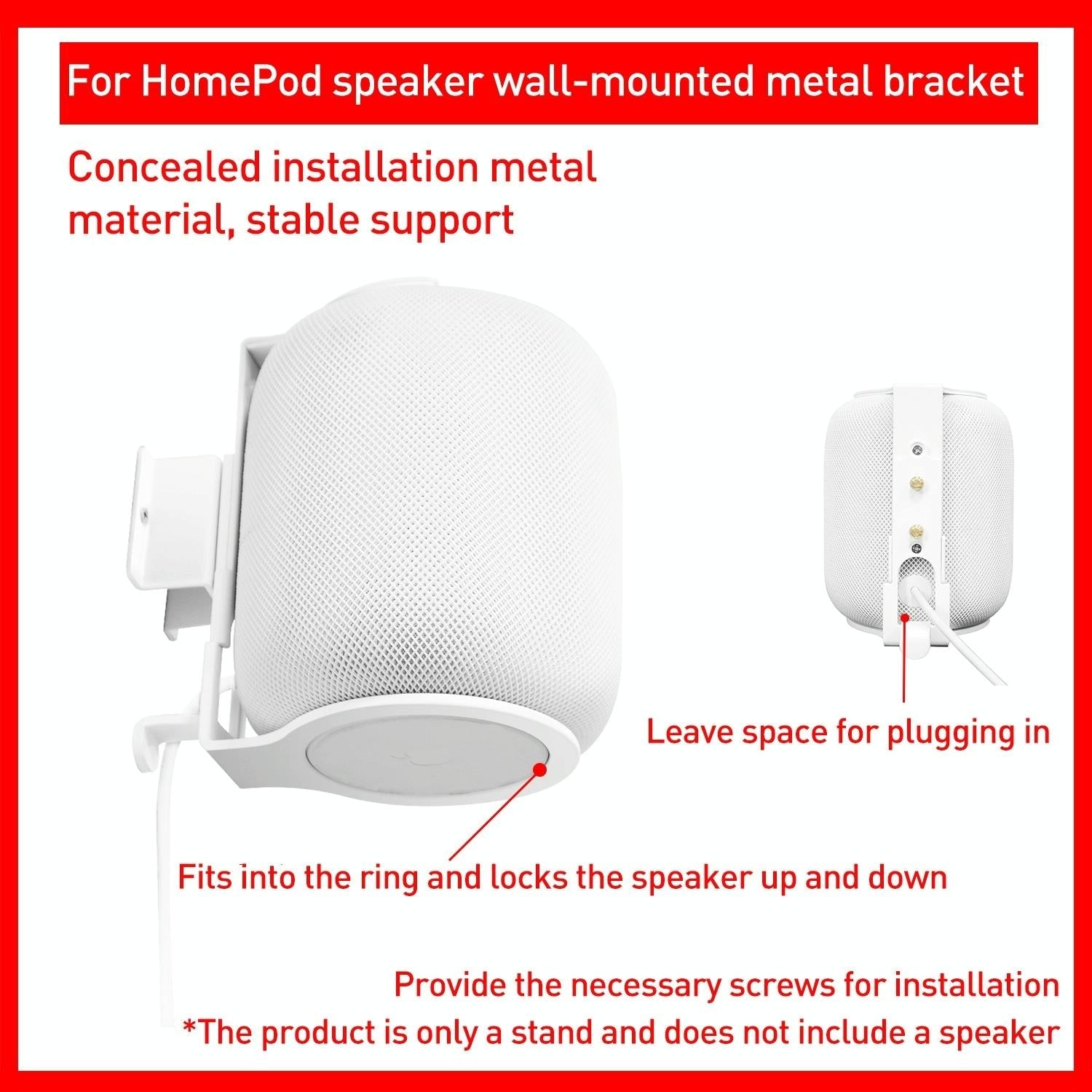Hidden Wall Mount Bluetooth Speaker Bracket - Wireless - Black 6