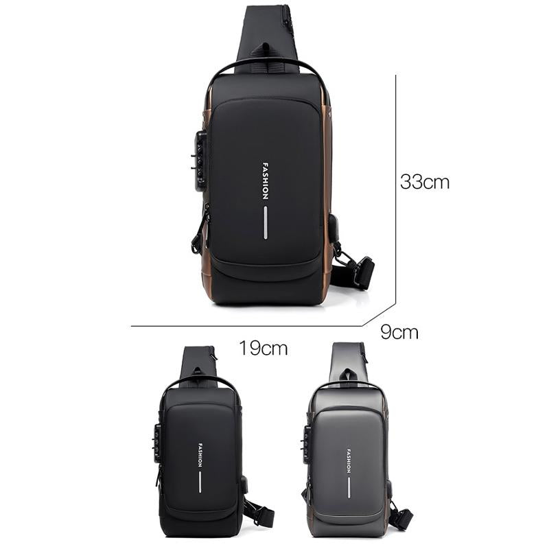 Anti Theft Men Shoulder Bag With Usb Charging Port - Black 3