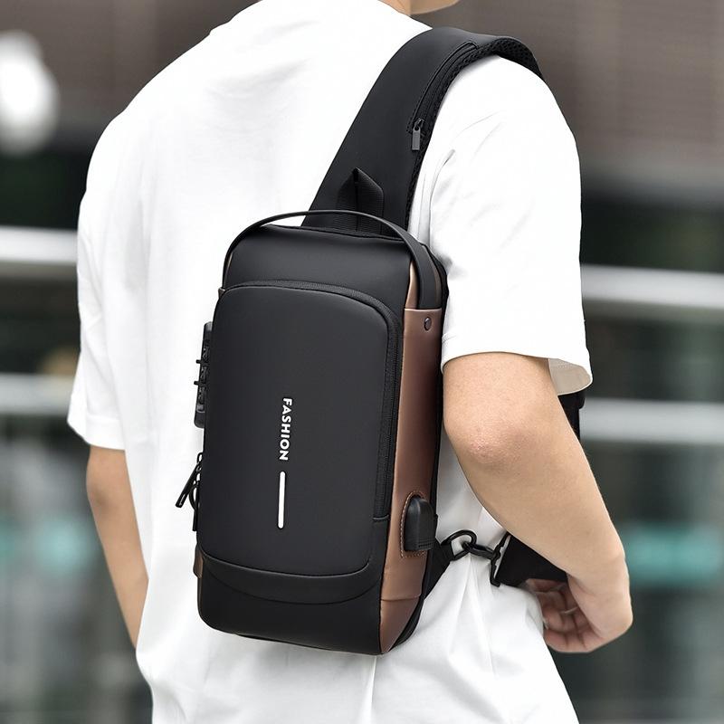 Anti Theft Men Shoulder Bag With Usb Charging Port - Black 8