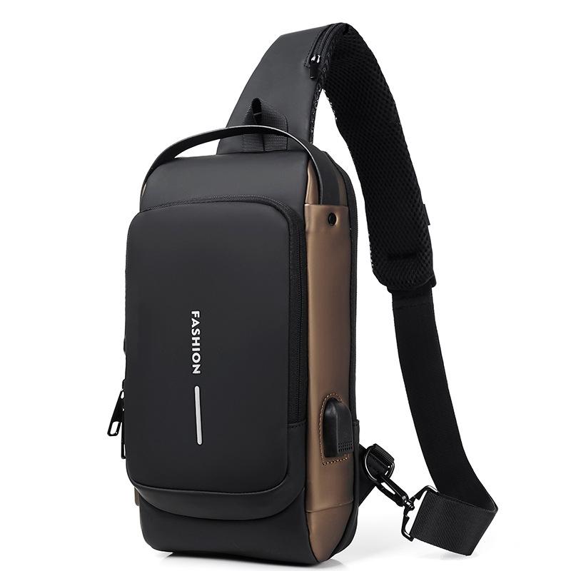 Anti Theft Men Shoulder Bag With Usb Charging Port - Black 10