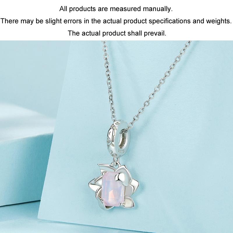 925 Sterling Silver Platinum Plated 3D Lotus Pendant 5