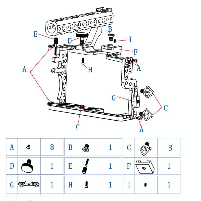 Video Cage Stabilizer With Metal Handle Black for Panasonic Lumix Gh3 / Gh4 7