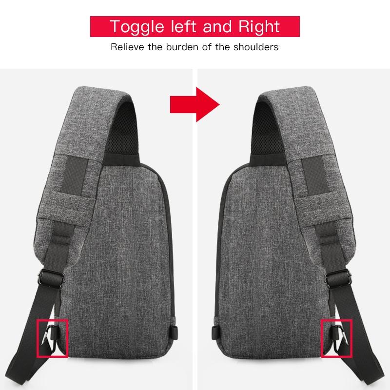 Large Capacity Anti Theft Chest Bag Business Casual One Shoulder Gray 8