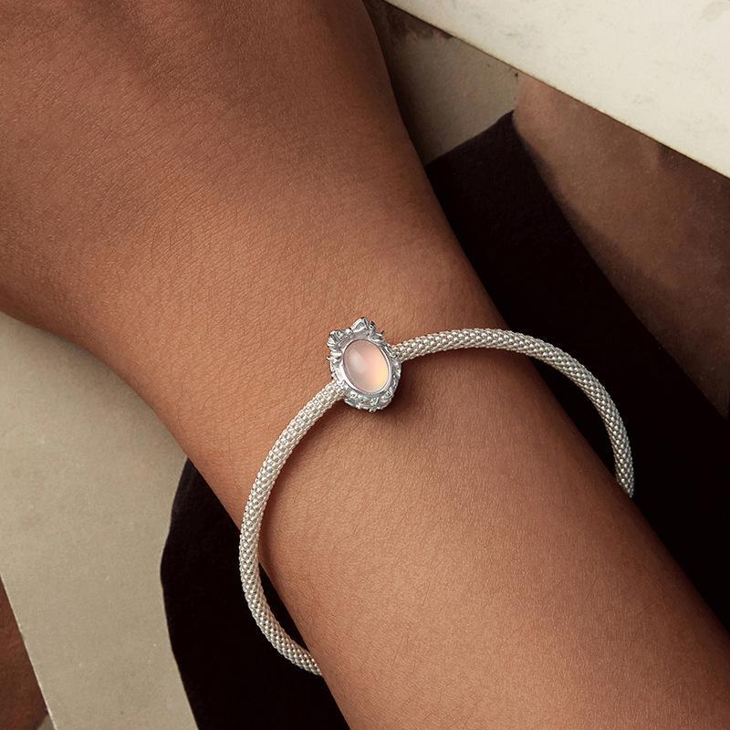 925 Sterling Silver Platinum Plated Starlight Bow Beads 6