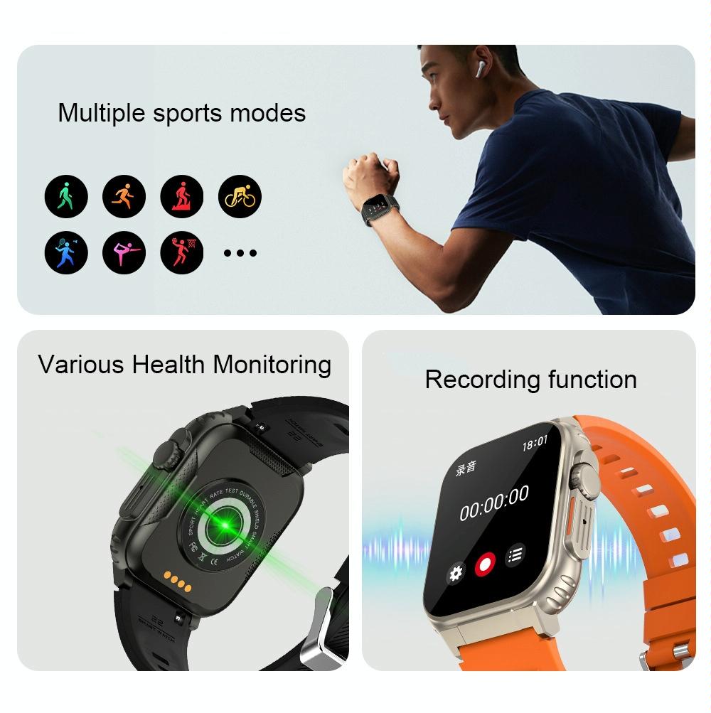 Ip68 Waterproof Bluetooth Smart Watch Health Monitor - Black 9