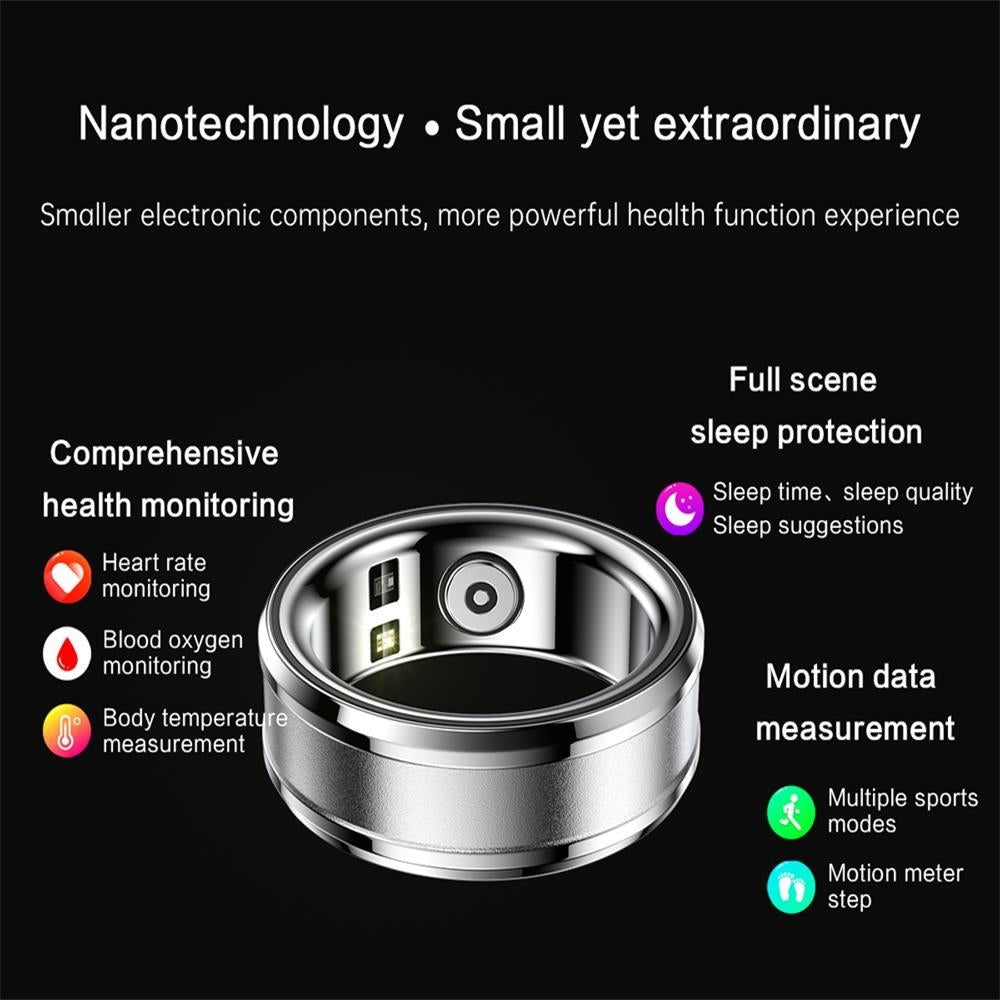 Smart Ring With Heart Rate Blood Oxygen & Sleep Monitoring - Size 18 - Gold 7