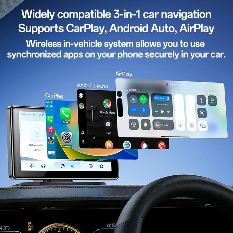 7 Inch Carplay Portable Car Video Navigation - Black 6