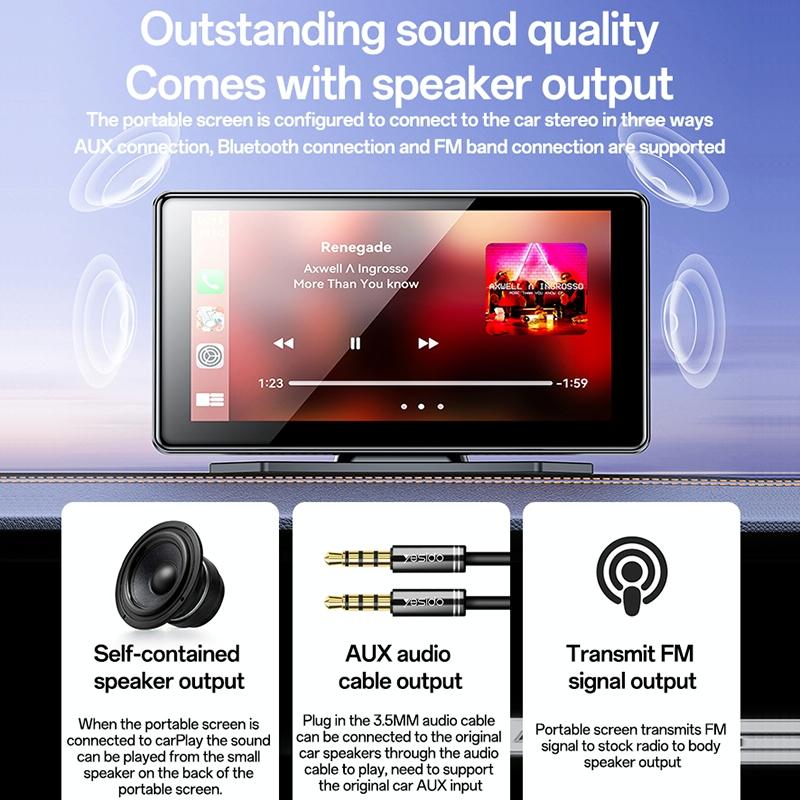 7 Inch Carplay Portable Car Video Navigation - Black 11