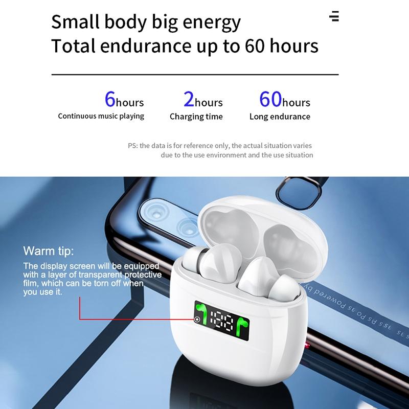Waterproof Wireless Bluetooth Earbuds with Led Display and Hifi Sound - Black 4