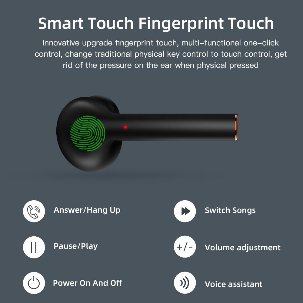 Waterproof Wireless Bluetooth Earbuds with Led Display and Hifi Sound - Black 8