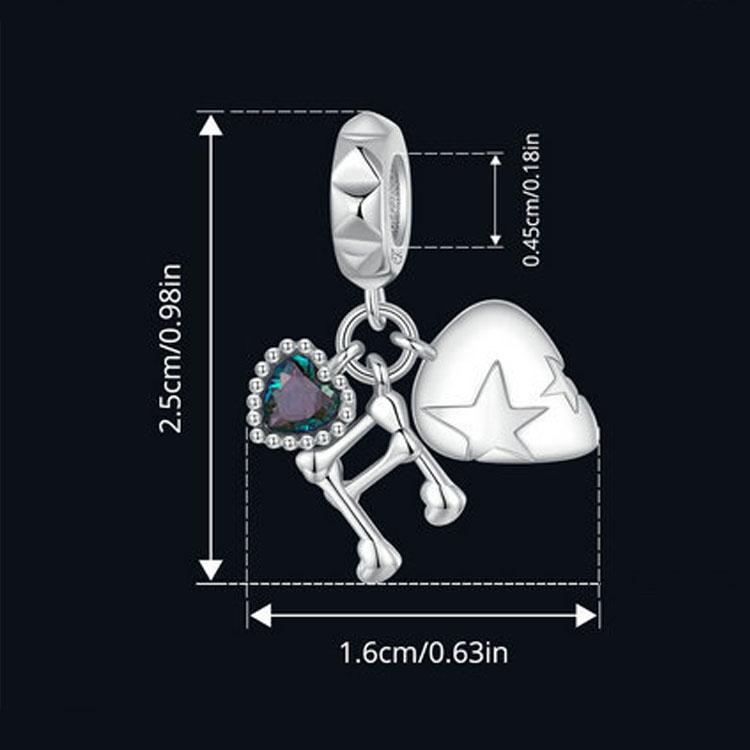 925 Sterling Silver Platinum Note Beaded Pendant 3