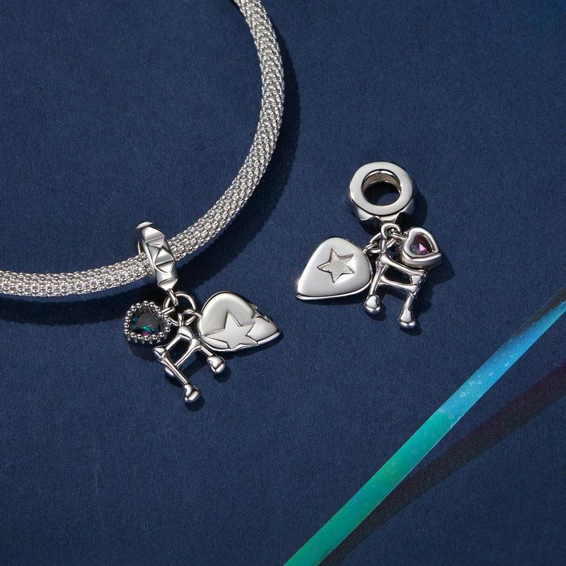 925 Sterling Silver Platinum Note Beaded Pendant 5