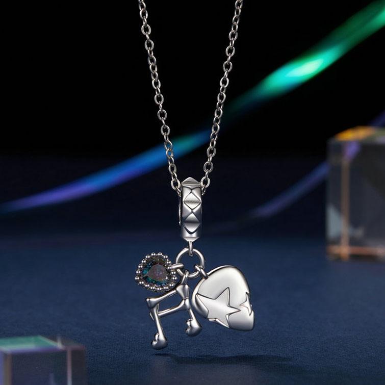 925 Sterling Silver Platinum Note Beaded Pendant 7