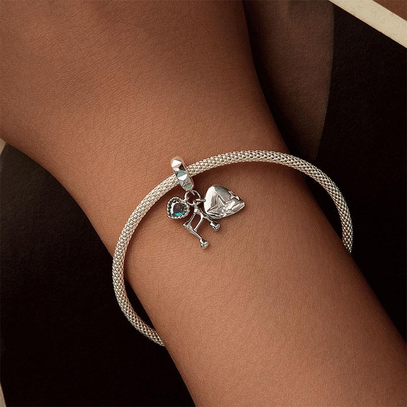 925 Sterling Silver Platinum Note Beaded Pendant 8