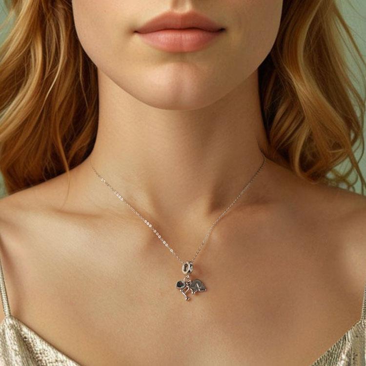 925 Sterling Silver Platinum Note Beaded Pendant 9