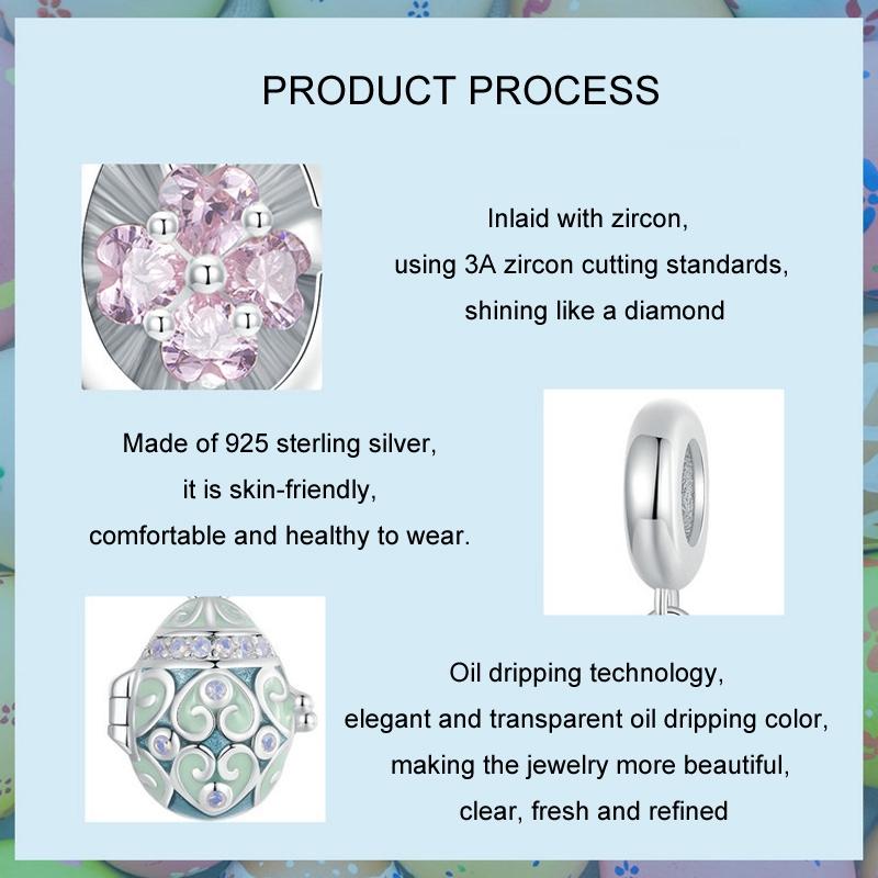 925 Sterling Silver Easter Egg Diy Pendant 6