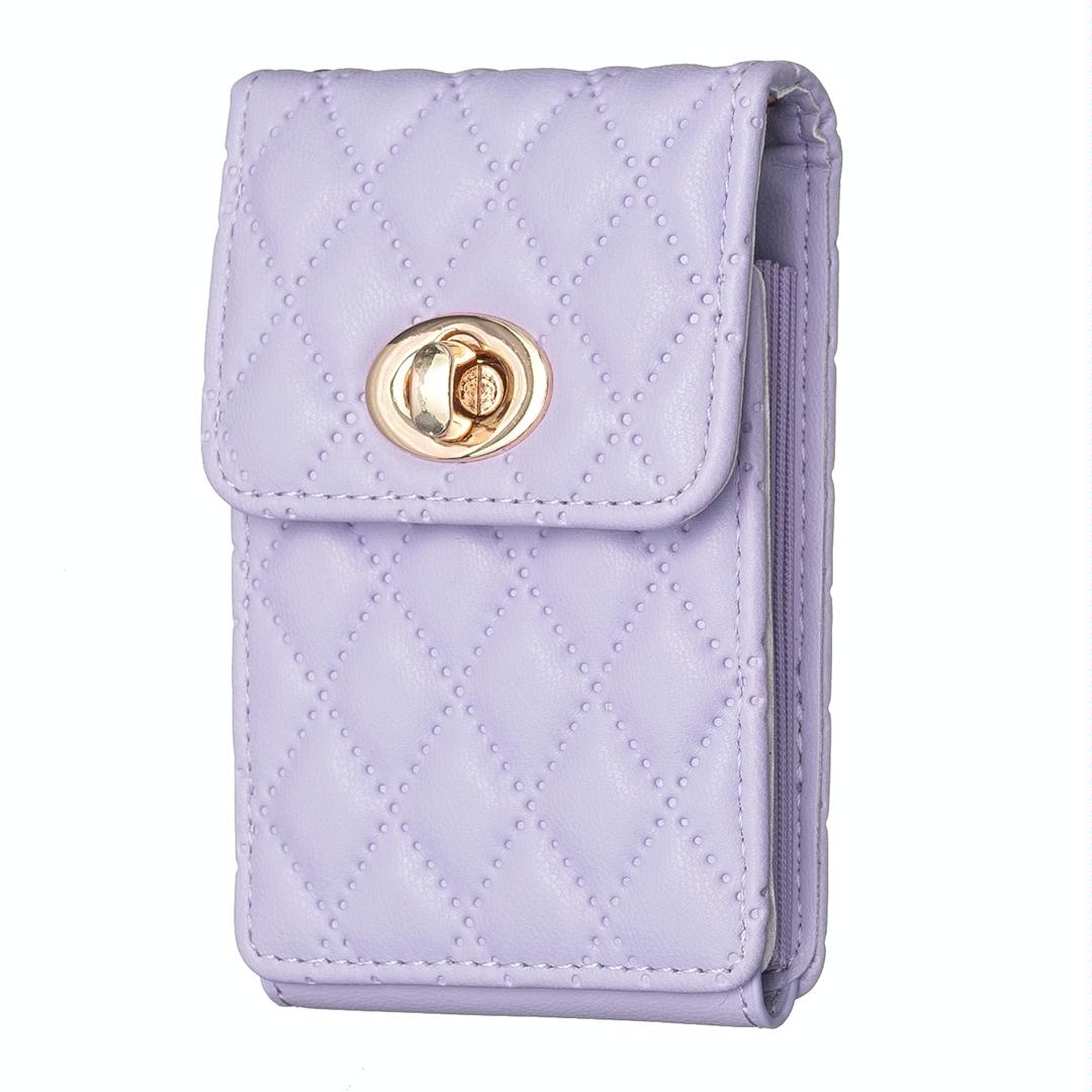 Vertical Card Bag With Metal Buckle For Mobile Phones - Dark Purple