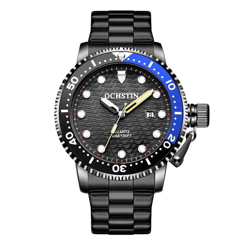 Waterproof Luminous Men Watch with Steel Strap - Multifunctional Quartz - Silver + Gold