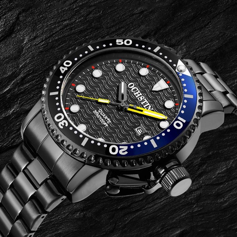 Waterproof Luminous Men Watch with Steel Strap - Multifunctional Quartz - Silver + Gold 4