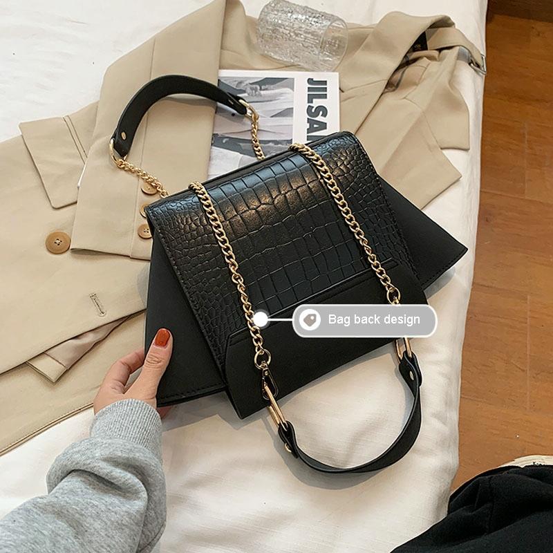 Versatile Vintage Wing Crossbody Bag with Frosted Finish and Chain - Khaki 5