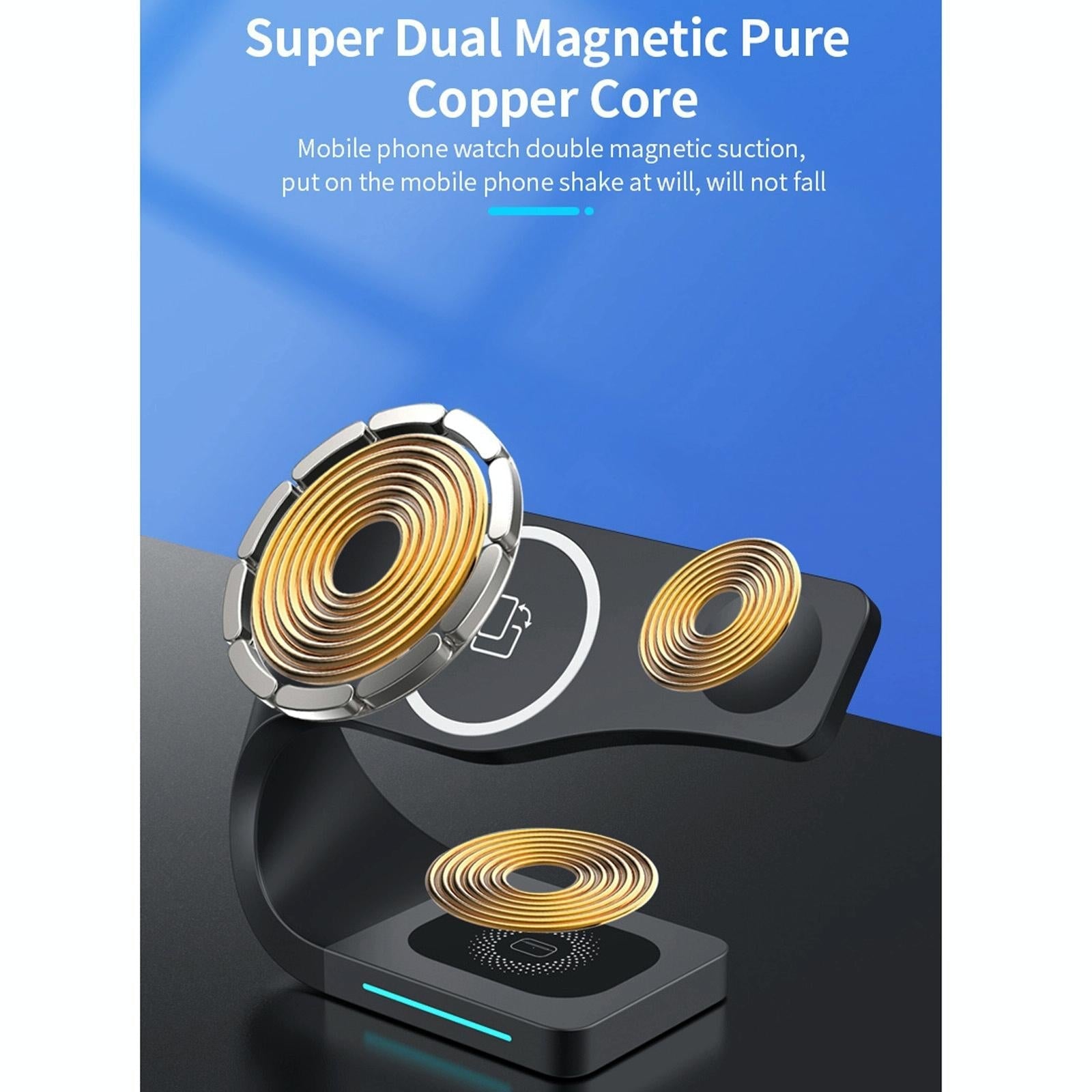 4 In 1 Magnetic Wireless Charger For Iphone Iwatches Airpods - Black 6