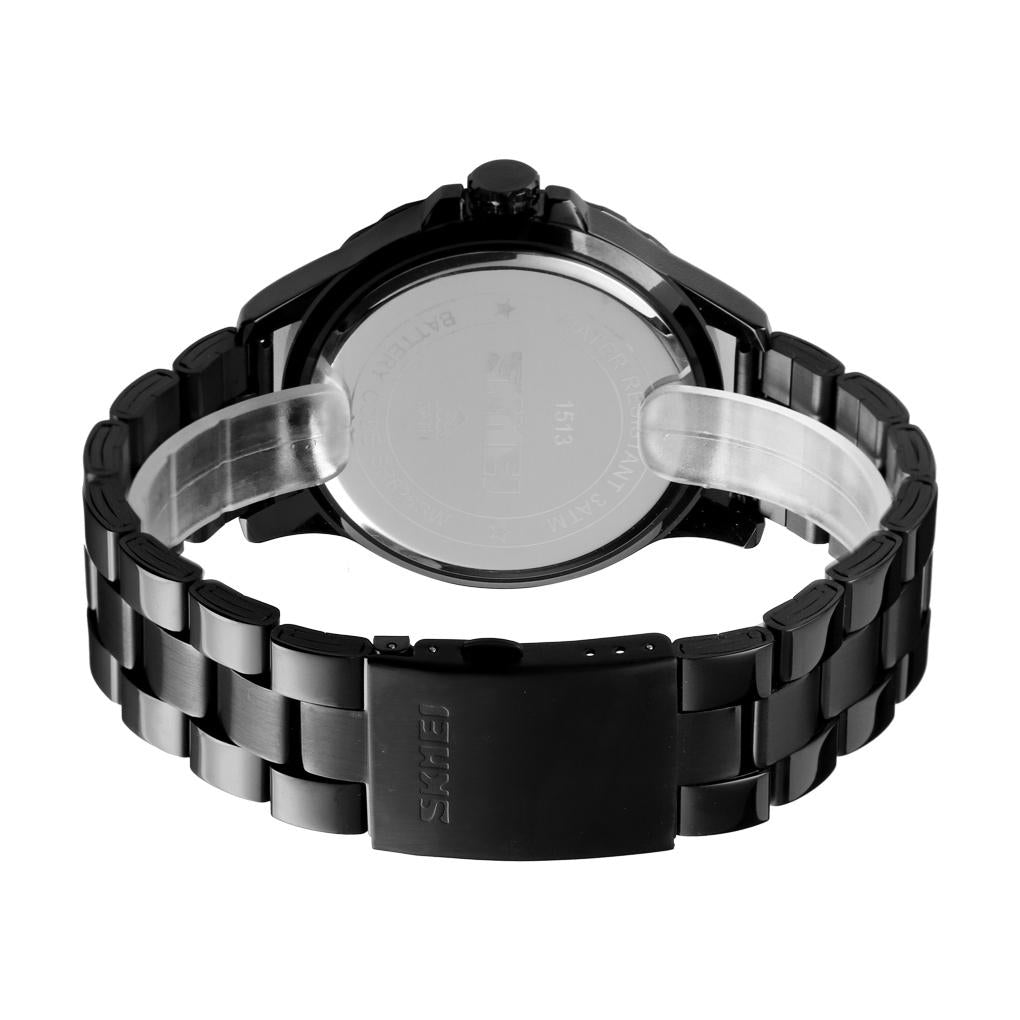 Stylish Waterproof Men Quartz Watch with Steel Band - Black 8