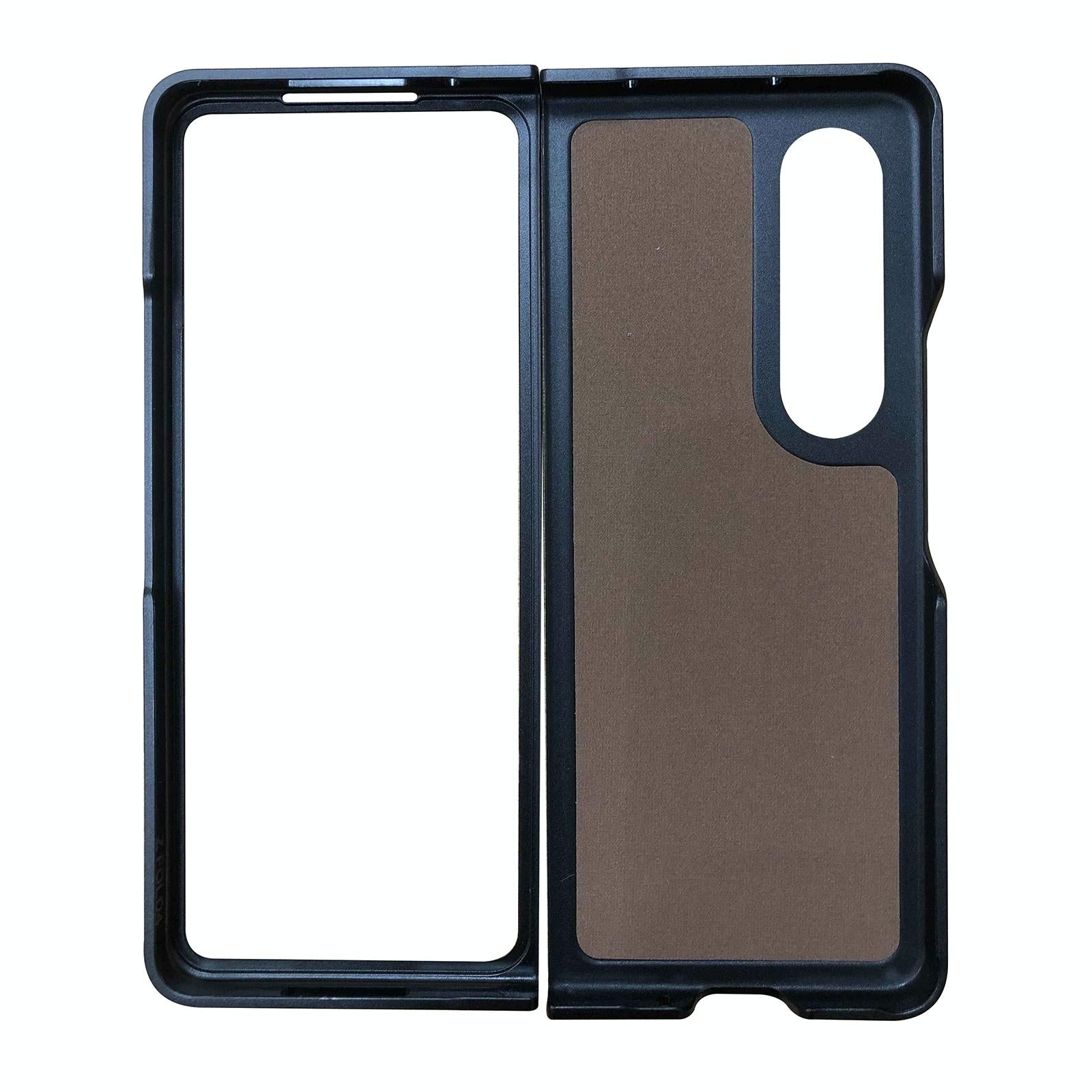 For Samsung Galaxy Z Fold4 5G Dual Tone Calf Texture Shockproof Case - Black 5