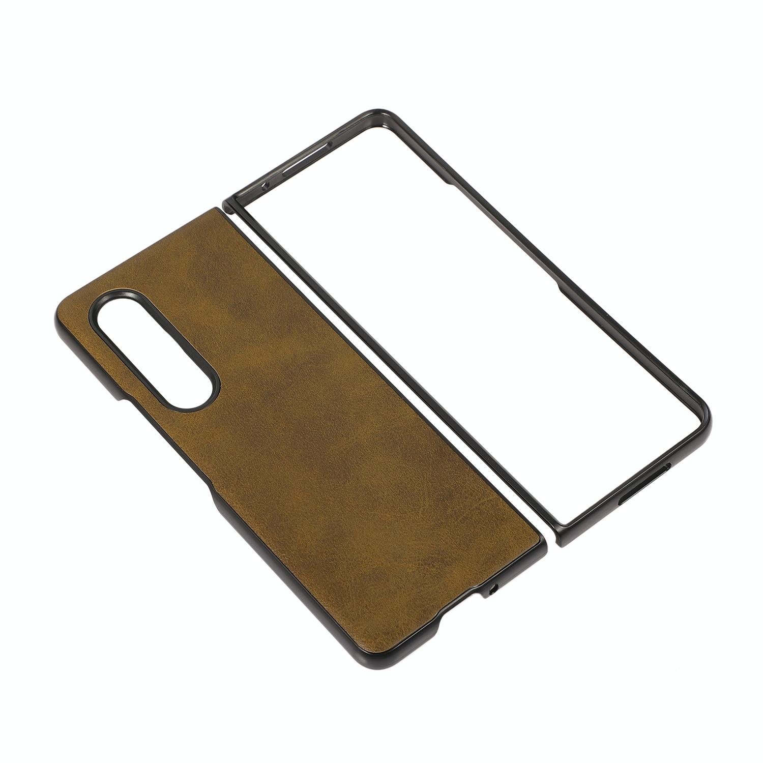 For Samsung Galaxy Z Fold4 5G Dual Tone Calf Texture Shockproof Case - Black 8