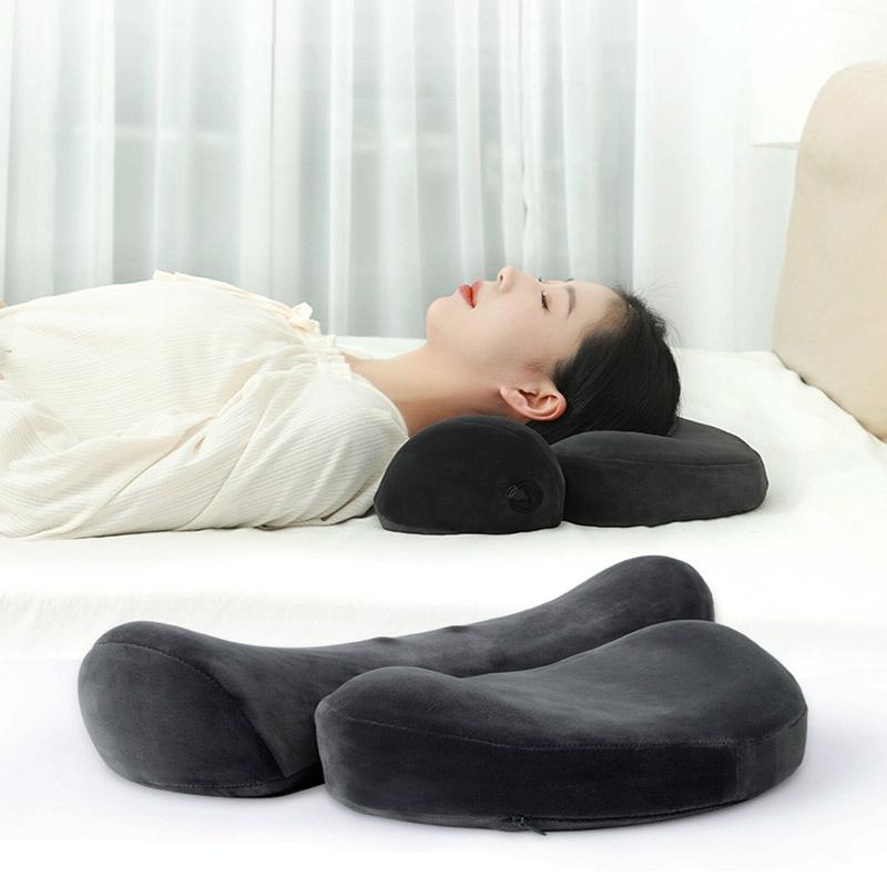 Deep Gray 3D Memory Foam Massage Pillow With Heating 3
