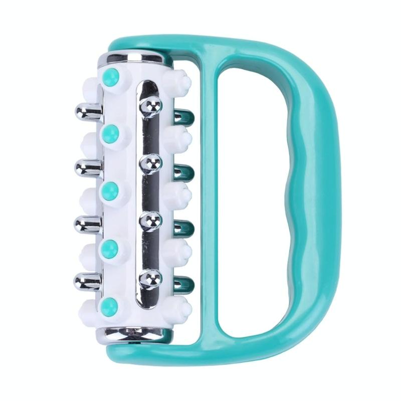 Curved Handheld Roller Massager 5 Rows Soothing Relief - Yellow 11