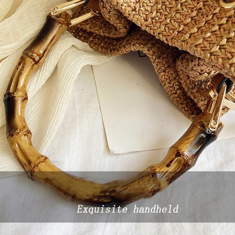 Handwoven Bamboo Bucket Bag - Shoulder / Messenger Style - White 4