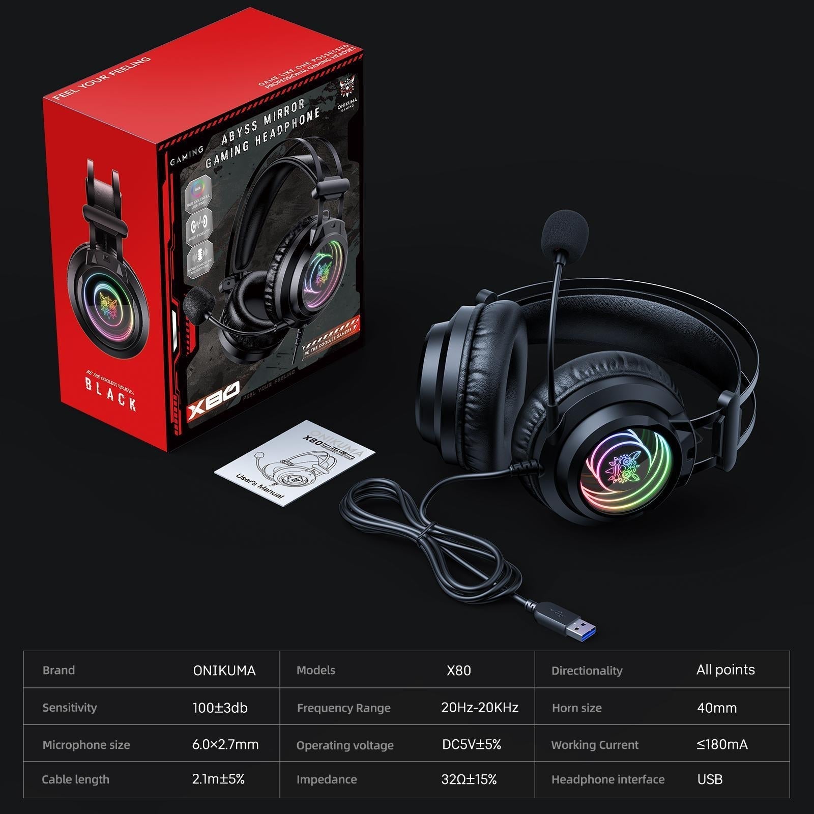 X80 Abyssal Mirror Gaming Headset Black 8