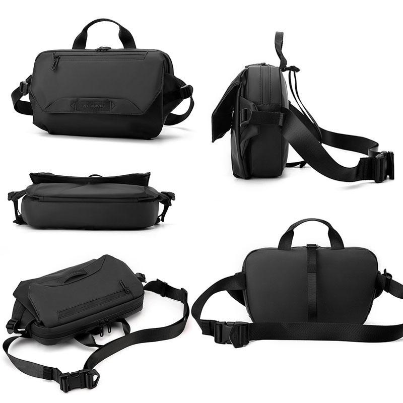 3 Point Strap Men Cycling Chest Bag Anti Sway Design - Black 5