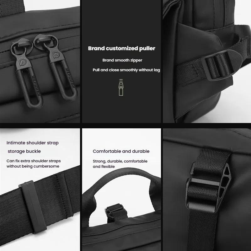 3 Point Strap Men Cycling Chest Bag Anti Sway Design - Black 10