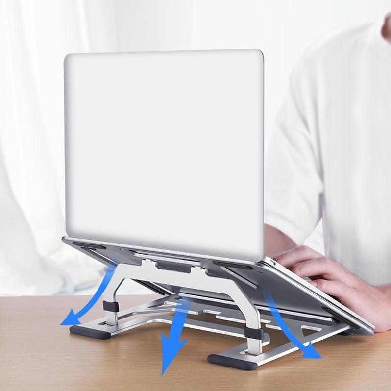 Foldable Aluminum Laptop Stand for Desktop Cooling - Elegant Silver 6