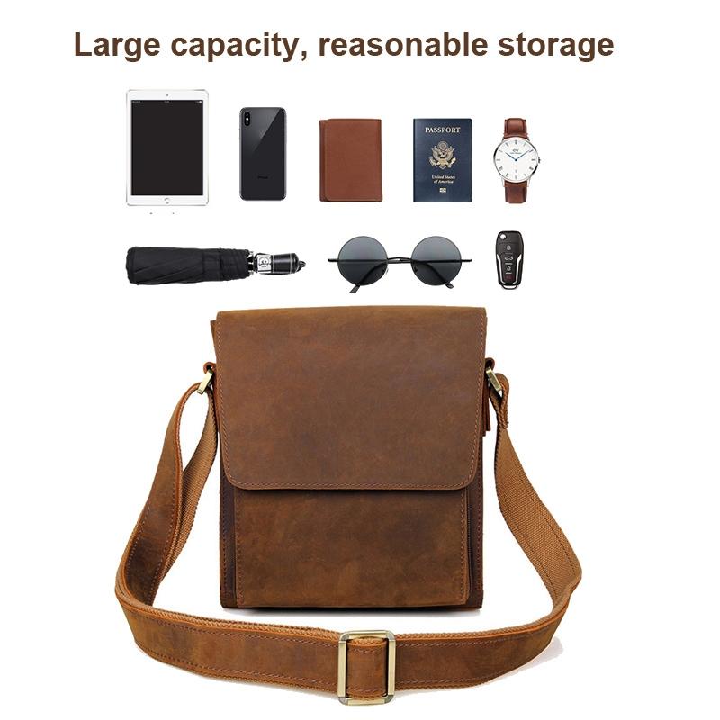 Rustic Leather Men Shoulder Bag - Black 5