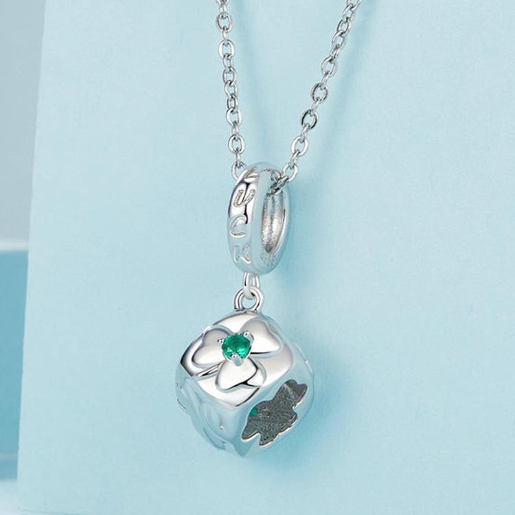 925 Sterling Silver Platinum Plated Lucky Clover Dice Bracelet 3
