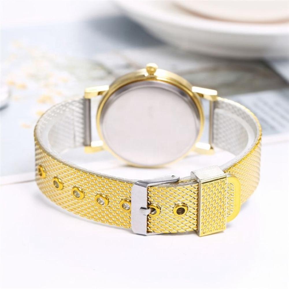 Women Double Heart Mesh Belt Watch - Golden Alloy 4