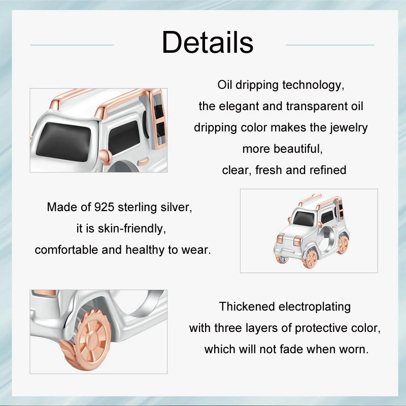 925 Sterling Silver Rose Gold Off Road Diy Beads 5